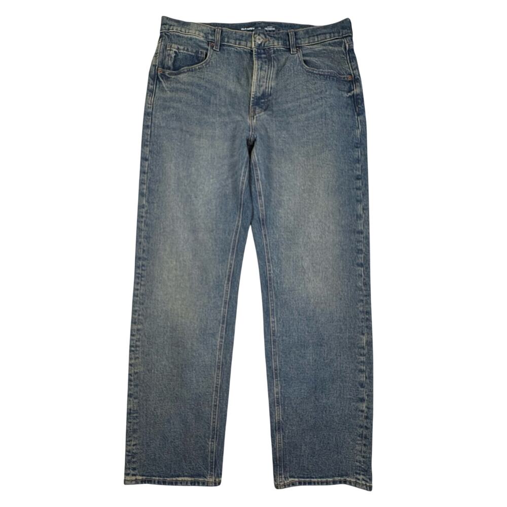 Old Navy The Slouchy Straight Leg Button Fly Jeans Women's 10 Med Blue Denim